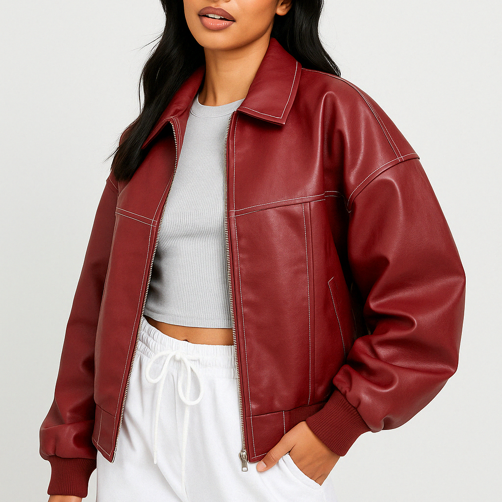 Giacca Bomber Oversize | Ecopelle Trendy | Stile Streetwear Casual