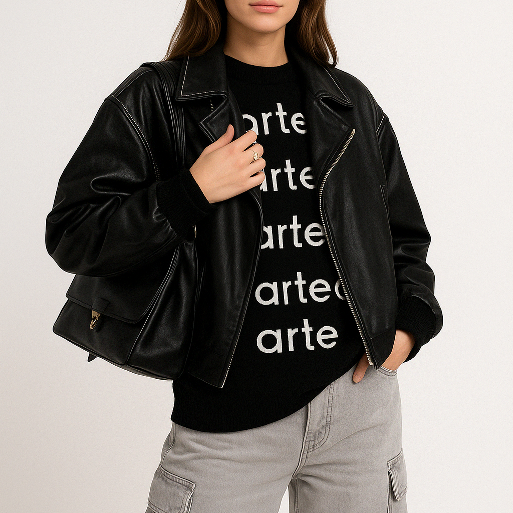 Giacca Bomber Oversize | Ecopelle Trendy | Stile Streetwear Casual