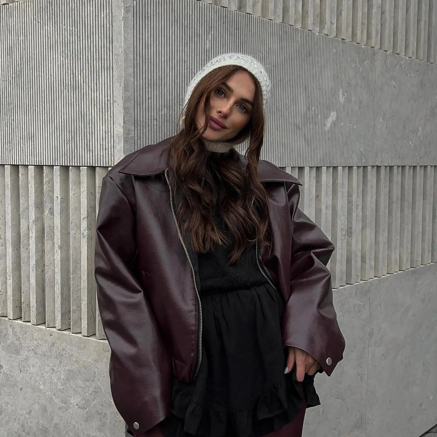 Giacca Oversize in Ecopelle | Calda & Trendy | Stile Grintoso