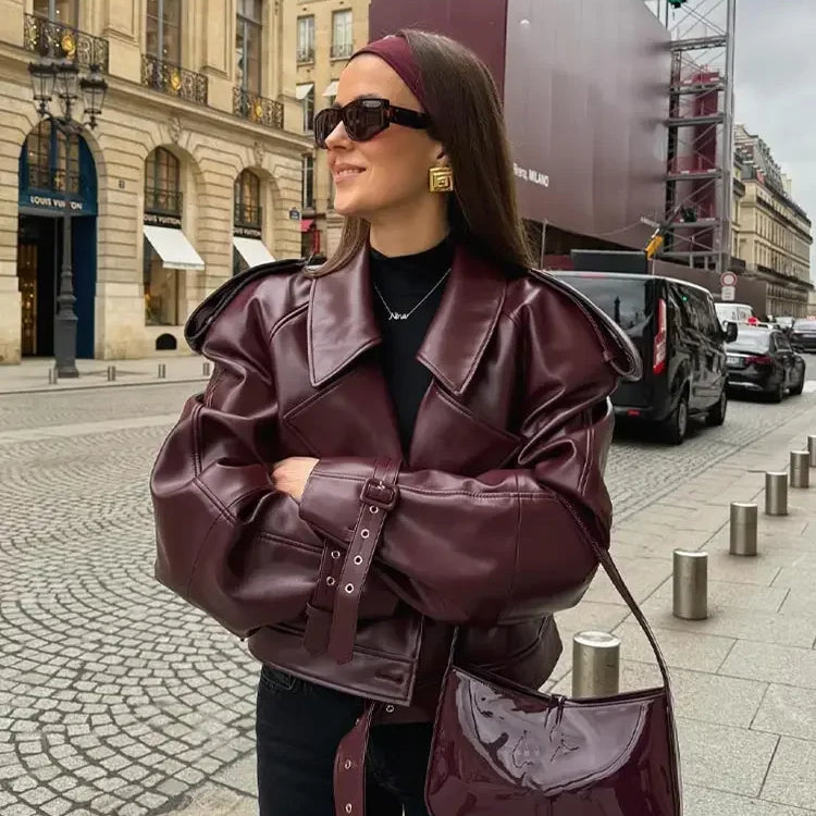 Giacca Oversize in Ecopelle | Calda & Trendy | Stile Grintoso