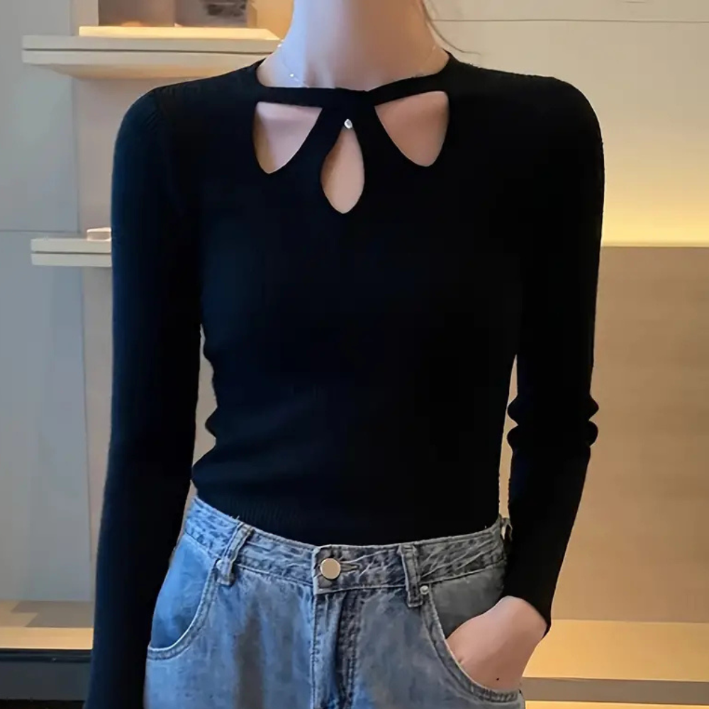 Maglia Donna Aderente | Scollo Cut-Out | Elegante e Versatile