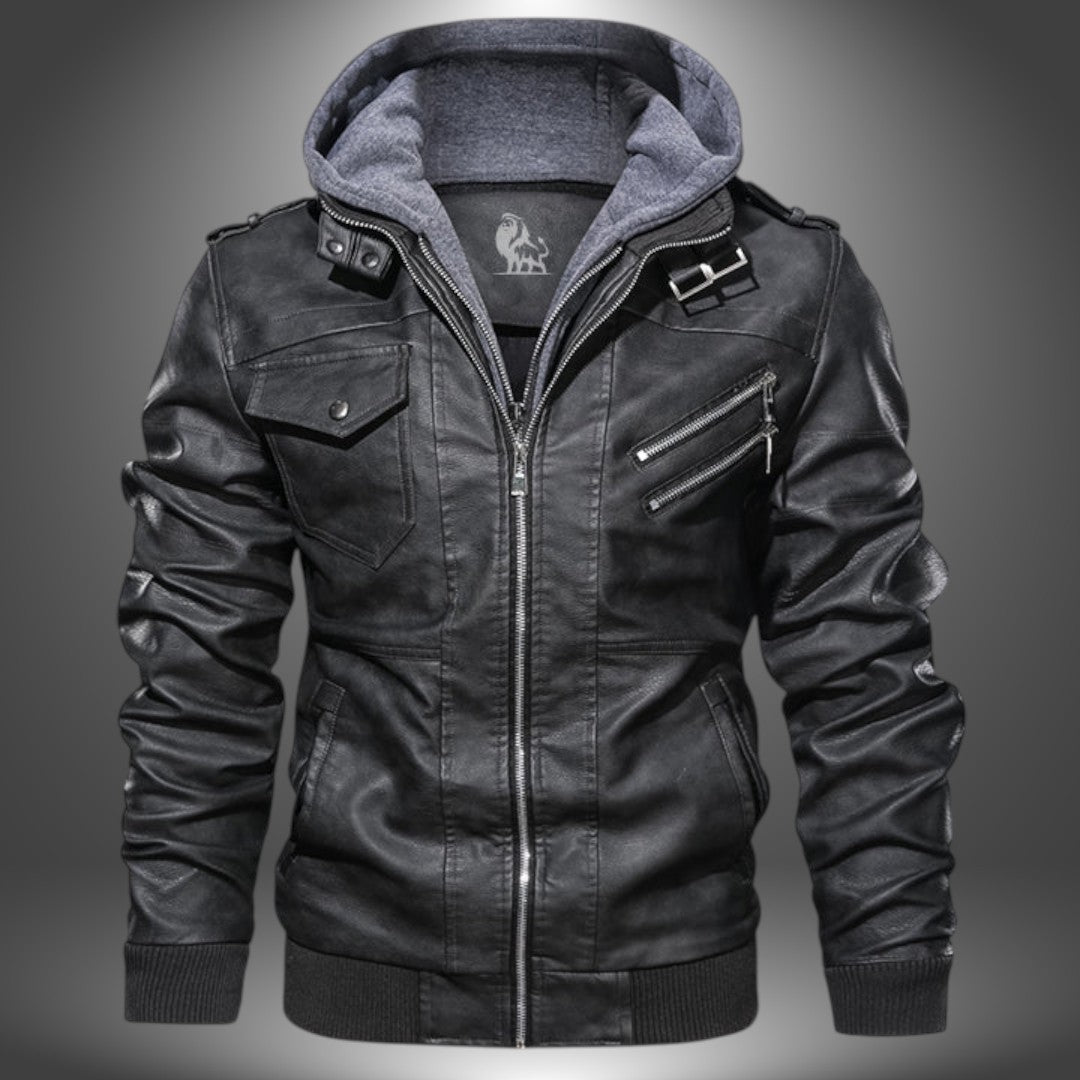 Giacca biker con cappuccio