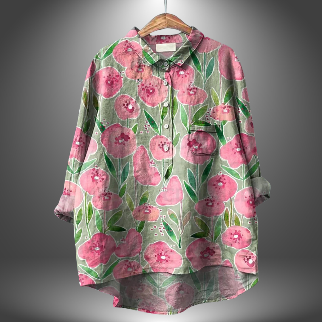 Camicia Oversize Floreale in Lino