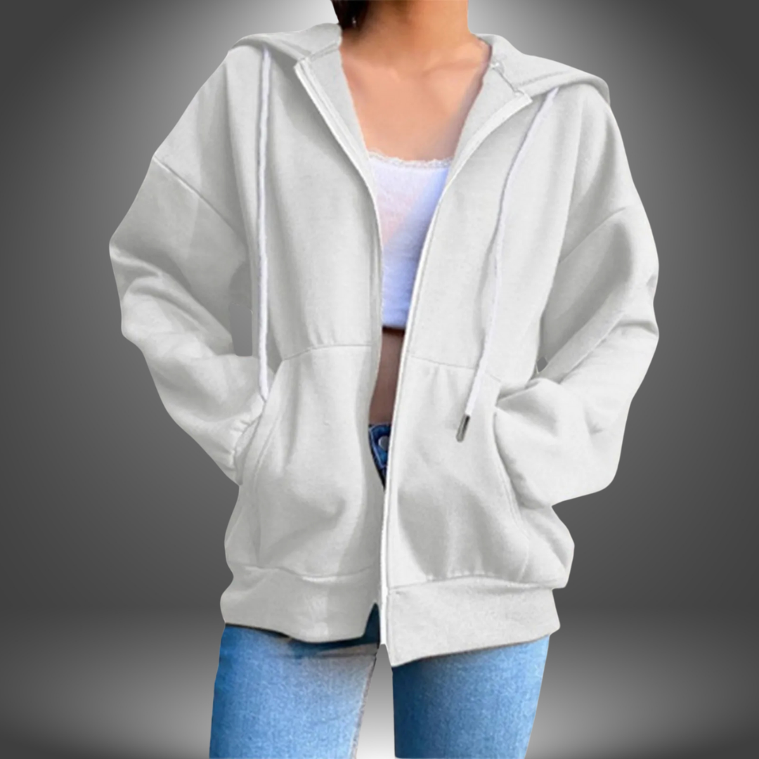 Felpa Oversize con Cappuccio e Zip