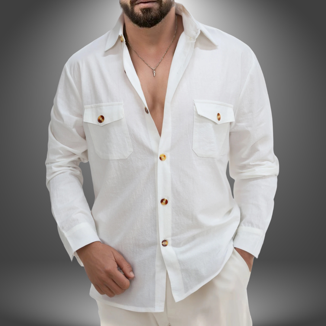 Camicia Uomo Cotone con Tasche