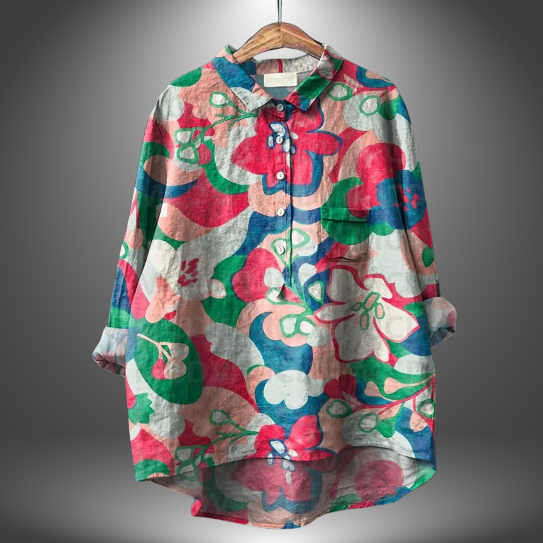 Camicia Oversize Floreale in Lino
