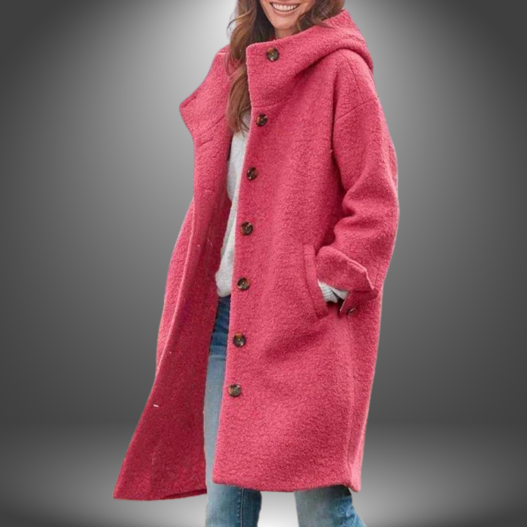Cappotto bouclé con cappuccio