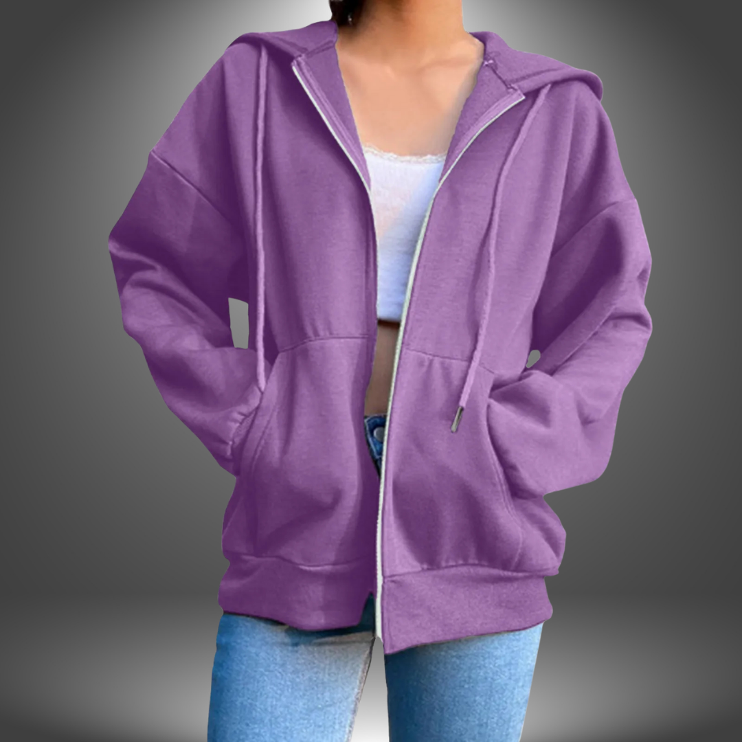 Felpa Oversize con Cappuccio e Zip