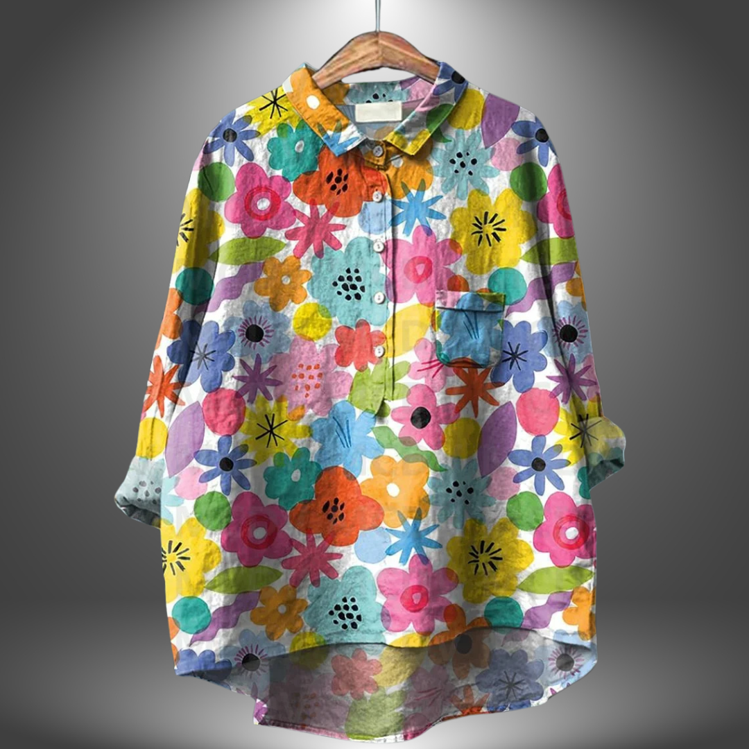 Camicia Oversize Floreale in Lino