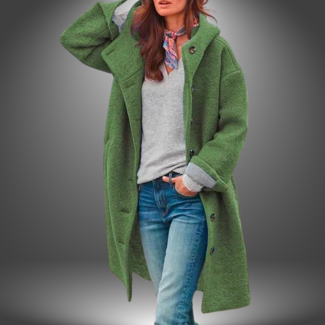 Cappotto bouclé con cappuccio