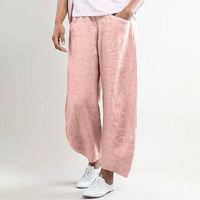 Pantaloni in Lino | Gamba Larga | Stile Casual e Rilassato