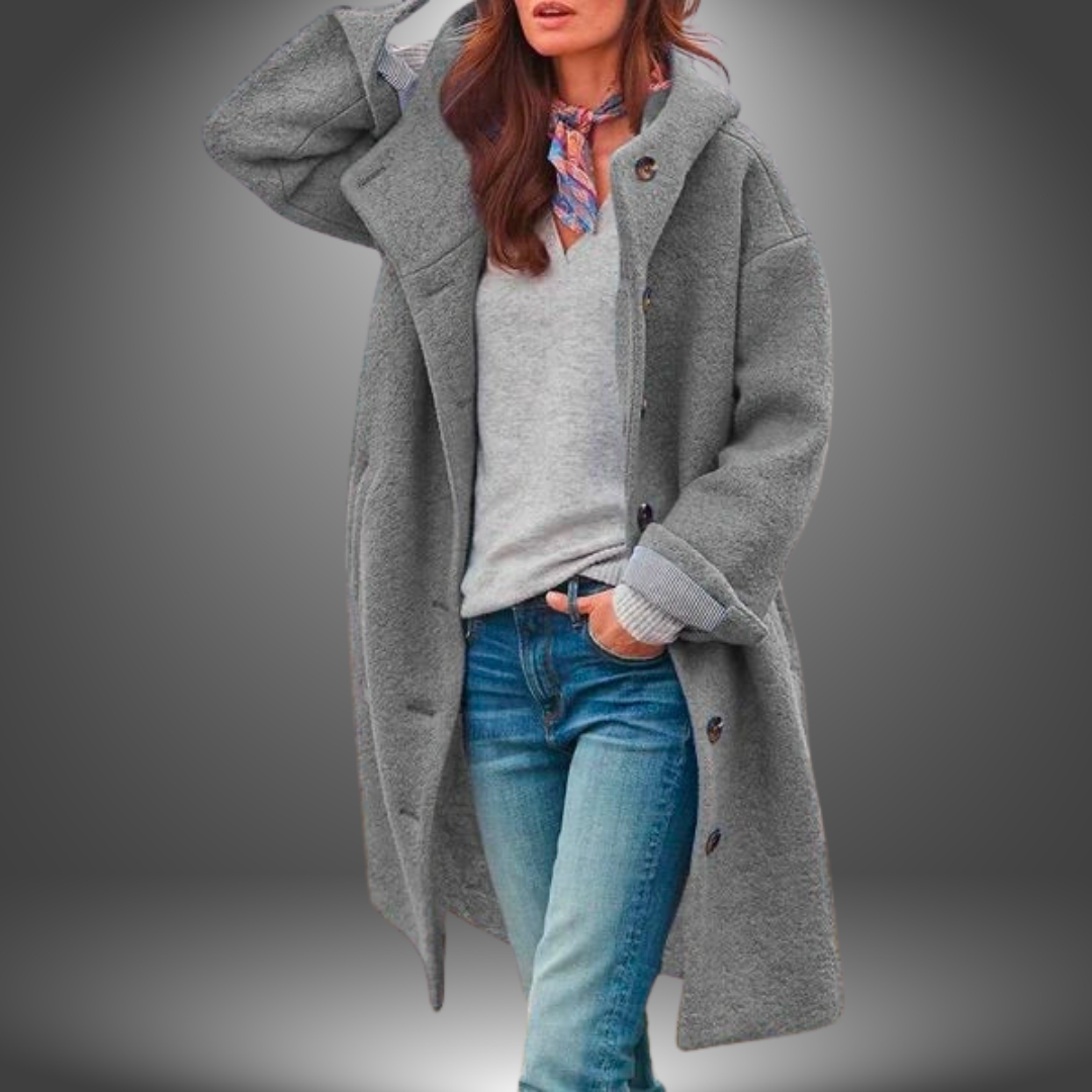 Cappotto bouclé con cappuccio