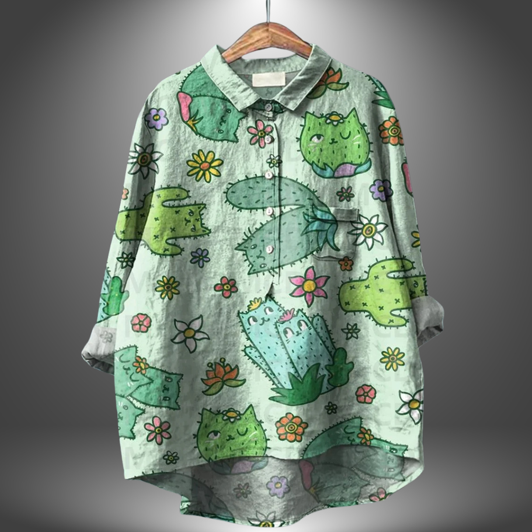 Camicia Oversize Floreale in Lino