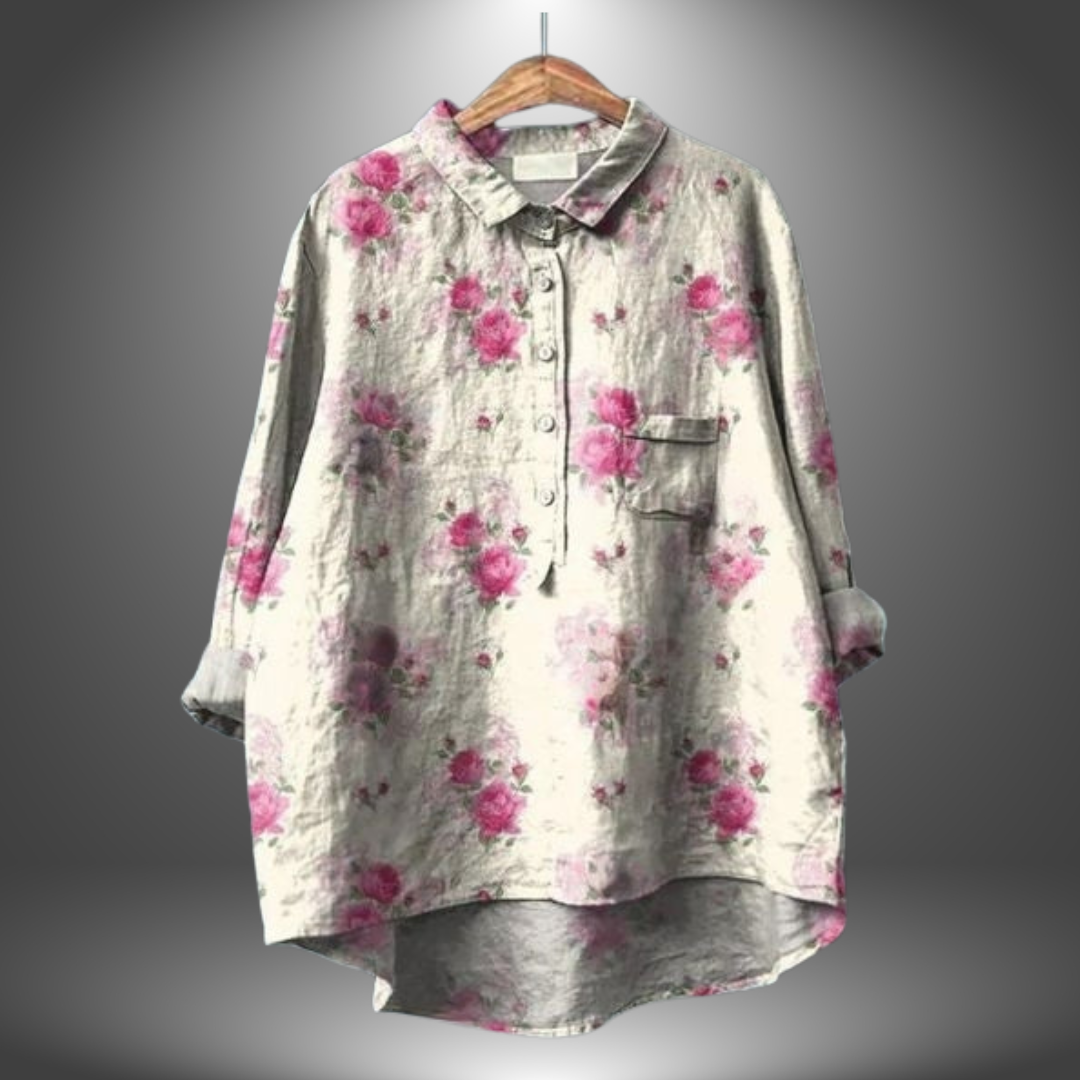 Camicia Oversize con Stampa Foglie