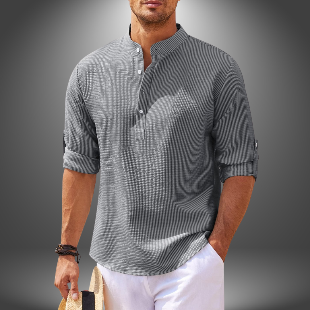 Camicia Colletto Coreana Cotone