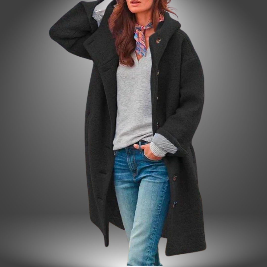 Cappotto bouclé con cappuccio