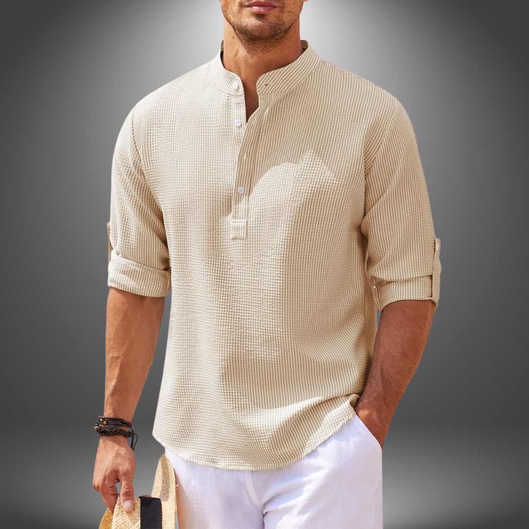 Camicia Colletto Coreana Cotone