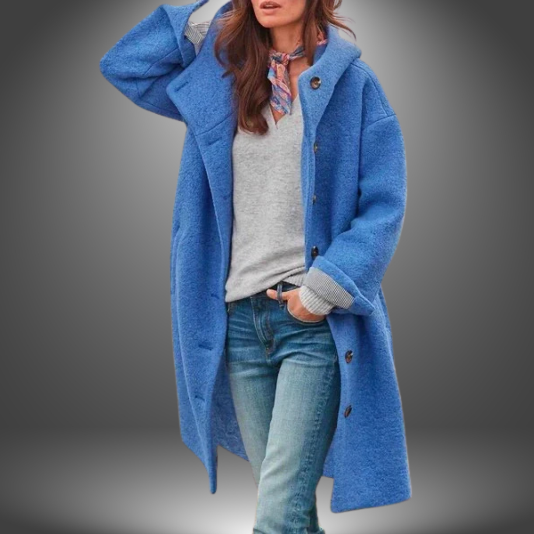 Cappotto bouclé con cappuccio