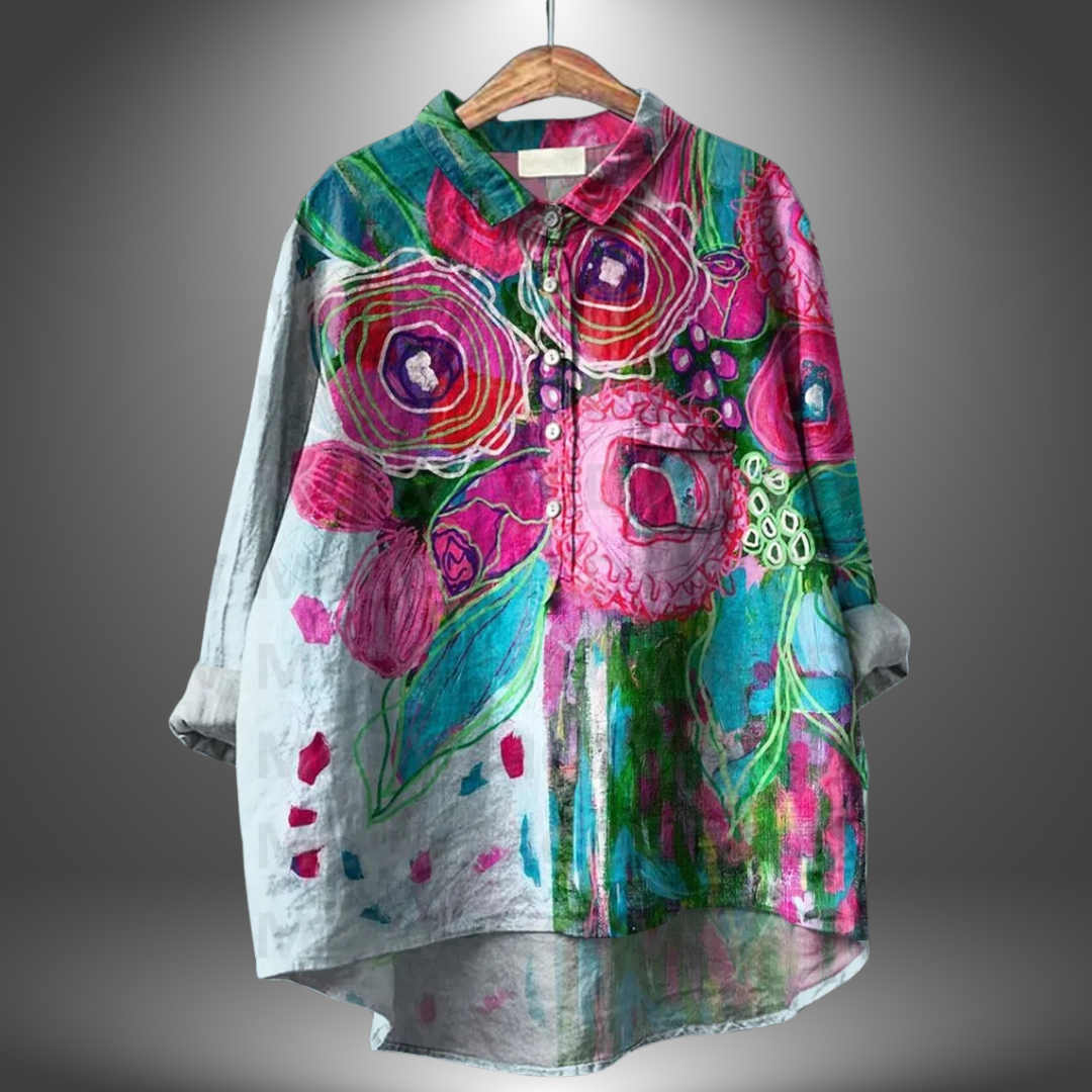Camicia Oversize Floreale in Lino