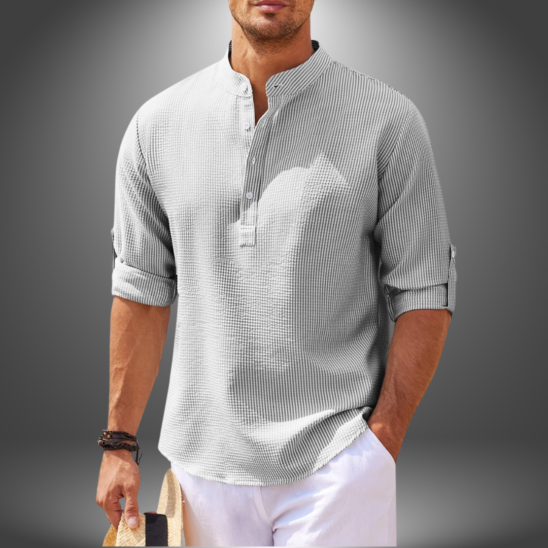 Camicia Colletto Coreana Cotone