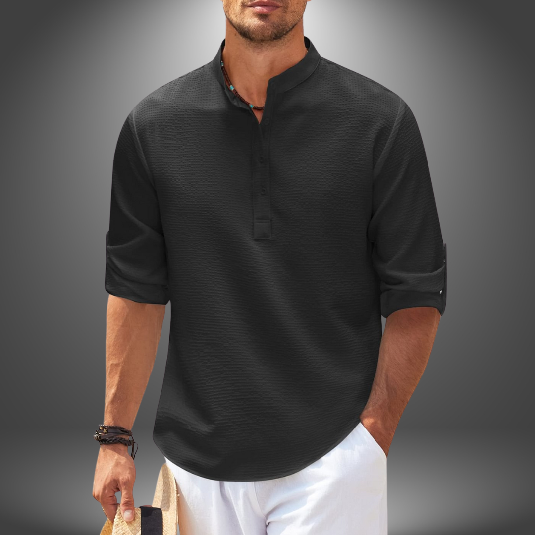 Camicia Colletto Coreana Cotone
