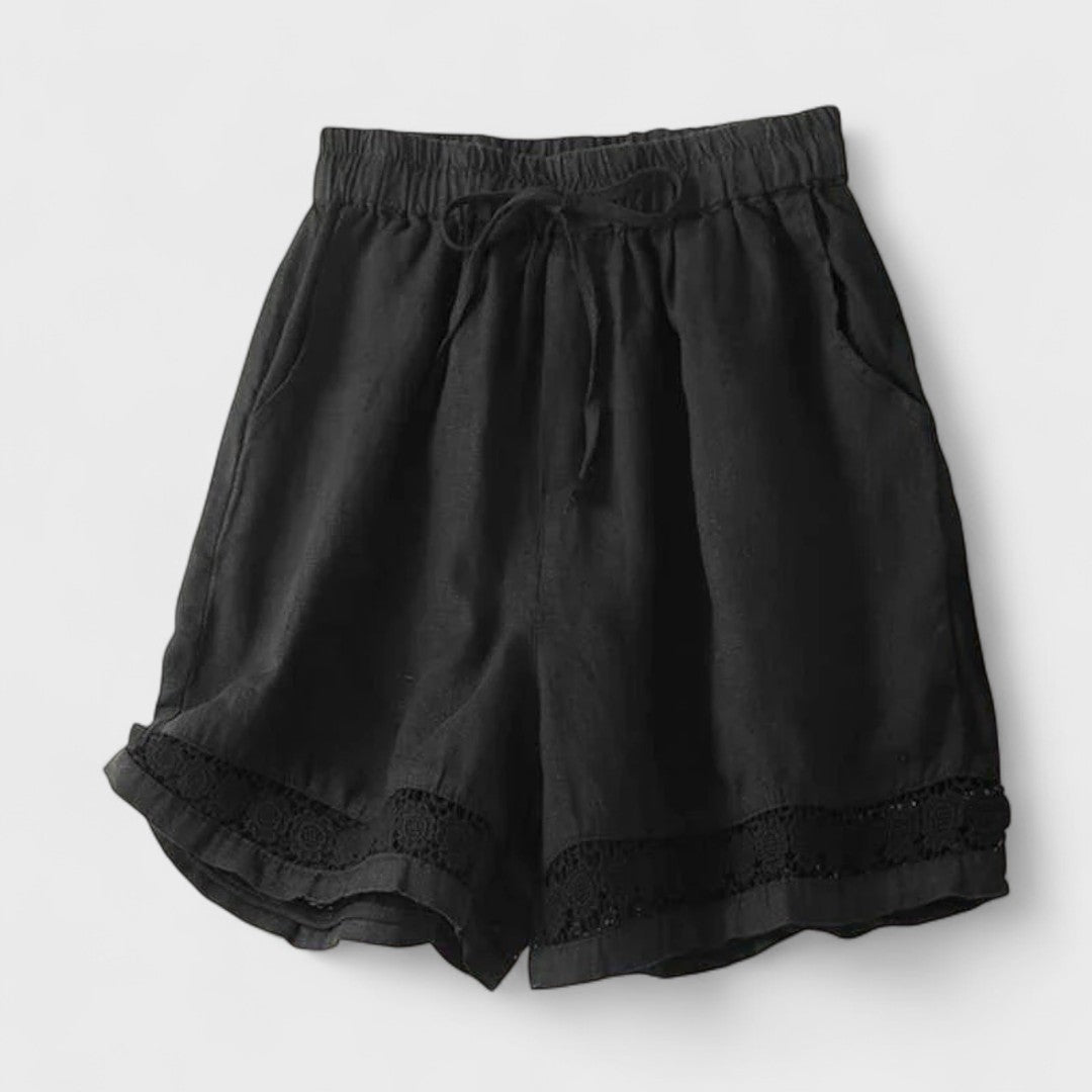 Shorts in lino con pizzo