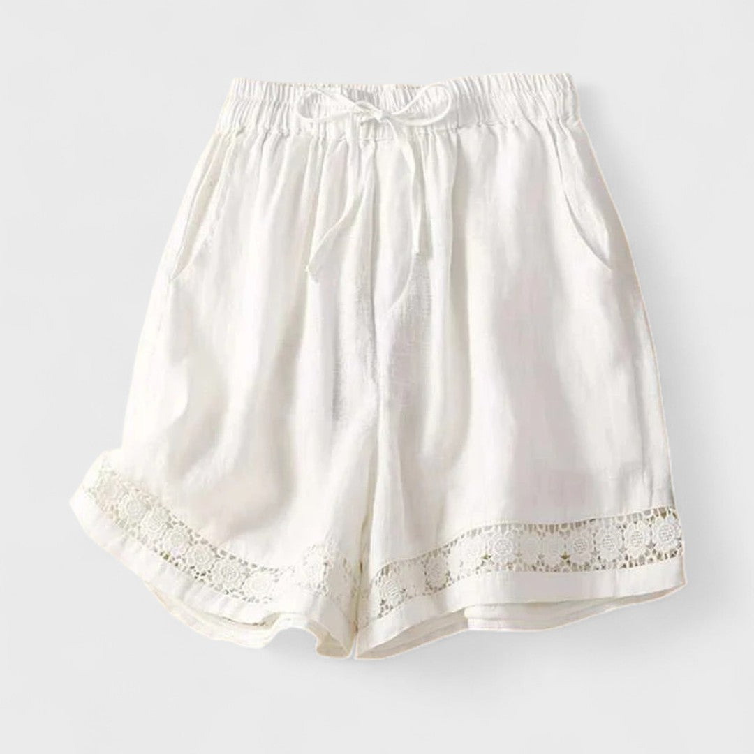 Shorts in lino con pizzo