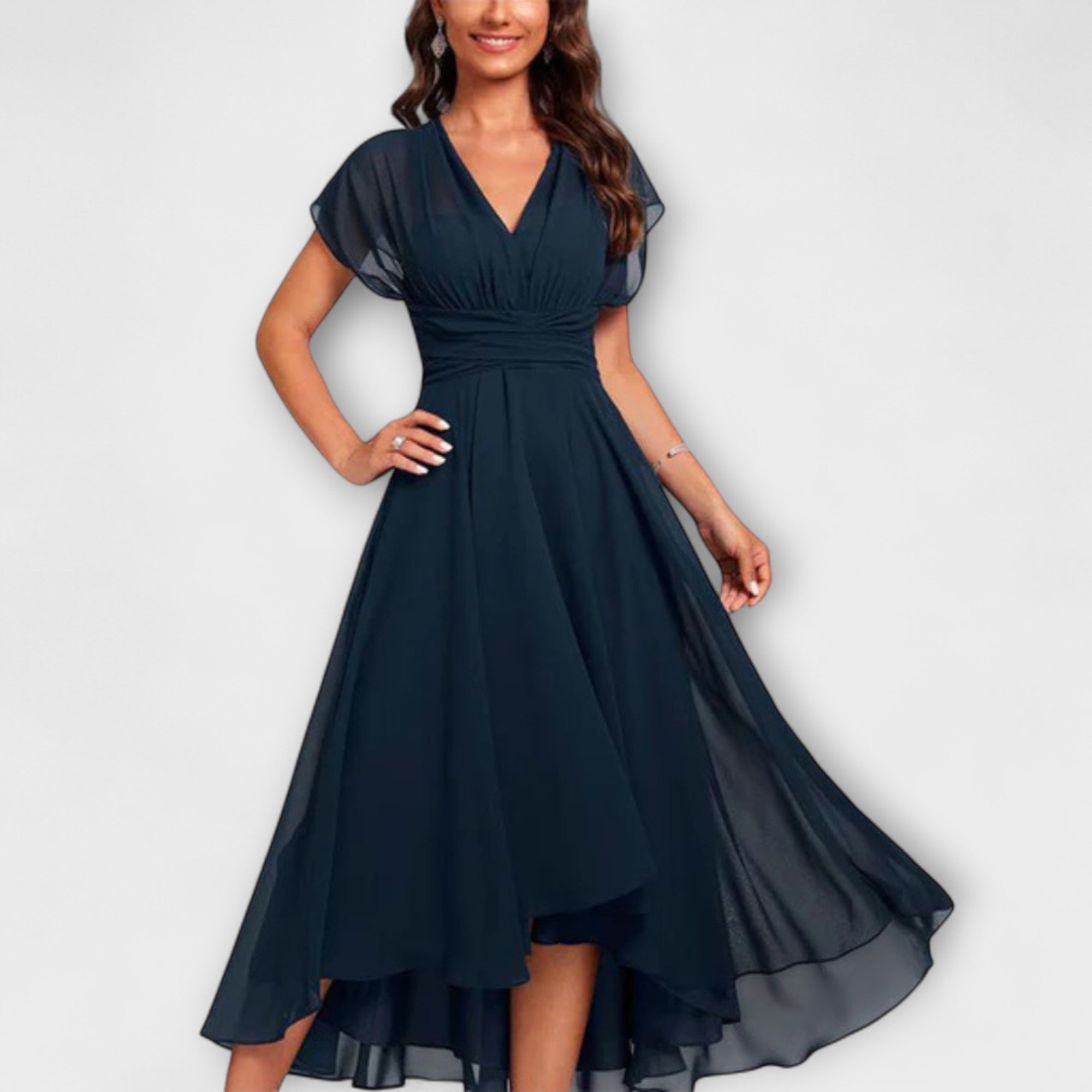 Abito lungo in chiffon svasato