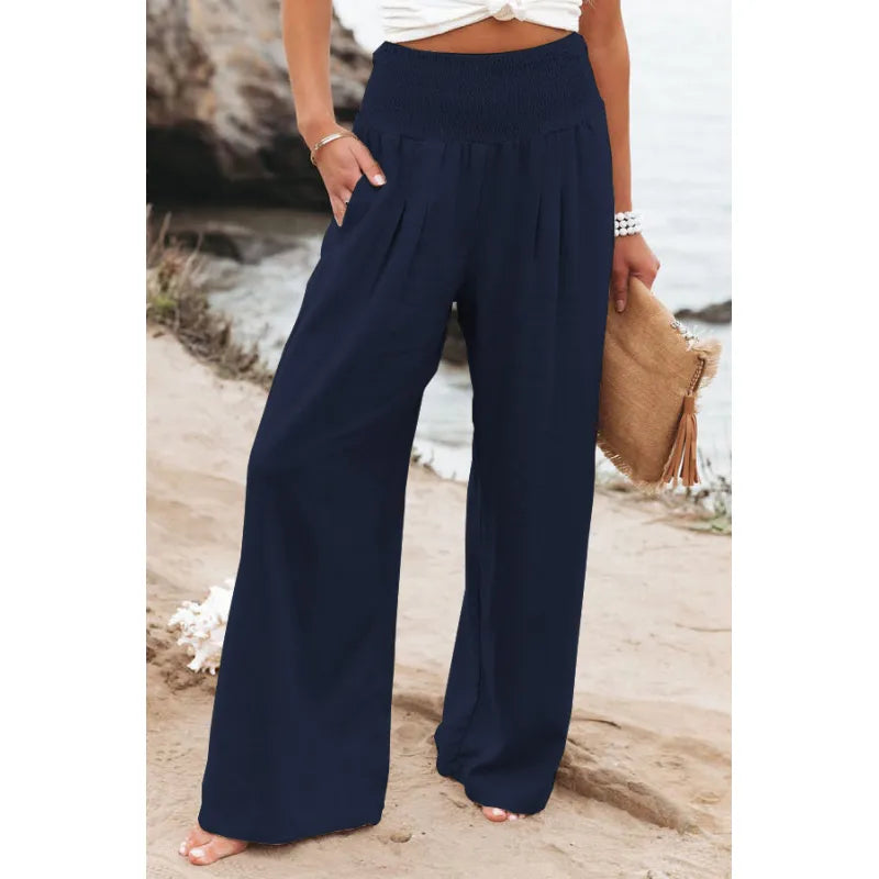 Pantaloni in Lino | Gamba Larga & Vita Elasticizzata | Freschi e Versatili