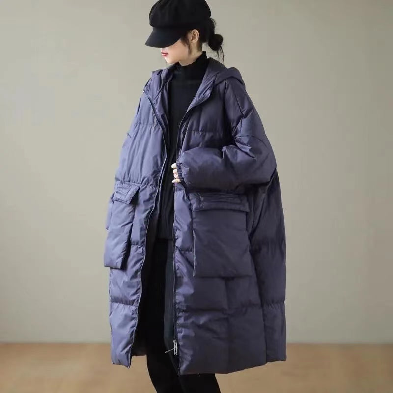 Piumino Lungo Oversize con Cappuccio