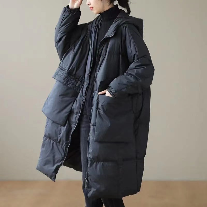 Piumino Lungo Oversize con Cappuccio