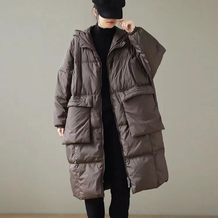 Piumino Lungo Oversize con Cappuccio