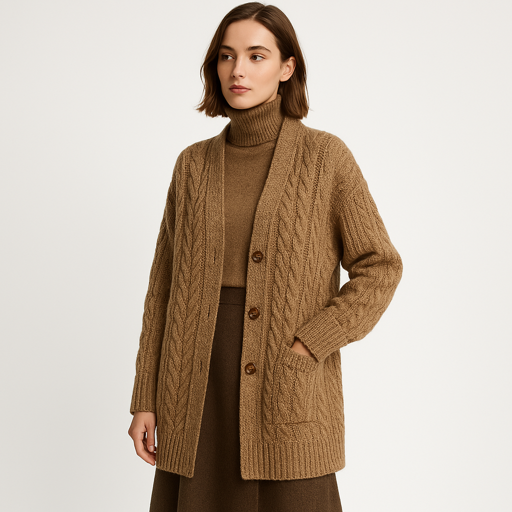 Cardigan Intrecciato Lungo | Acrilico | Eleganza e Calore Autunnale