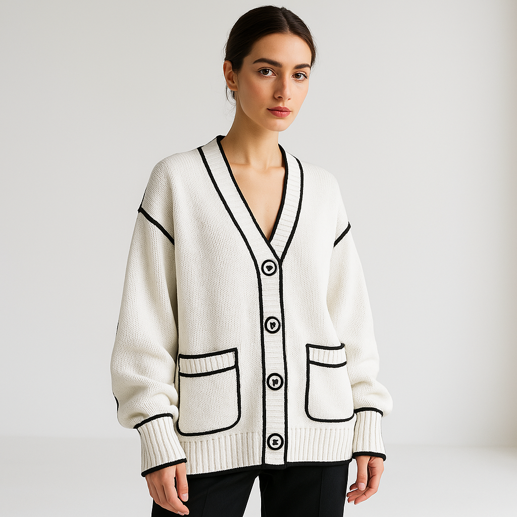 Cardigan Grafico Oversize | Acrilico | Moderno e Creativo