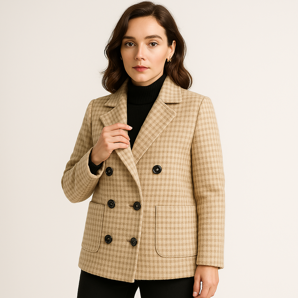 Giacca Doppiopetto a Quadretti | Poliestere | Classica e Versatile