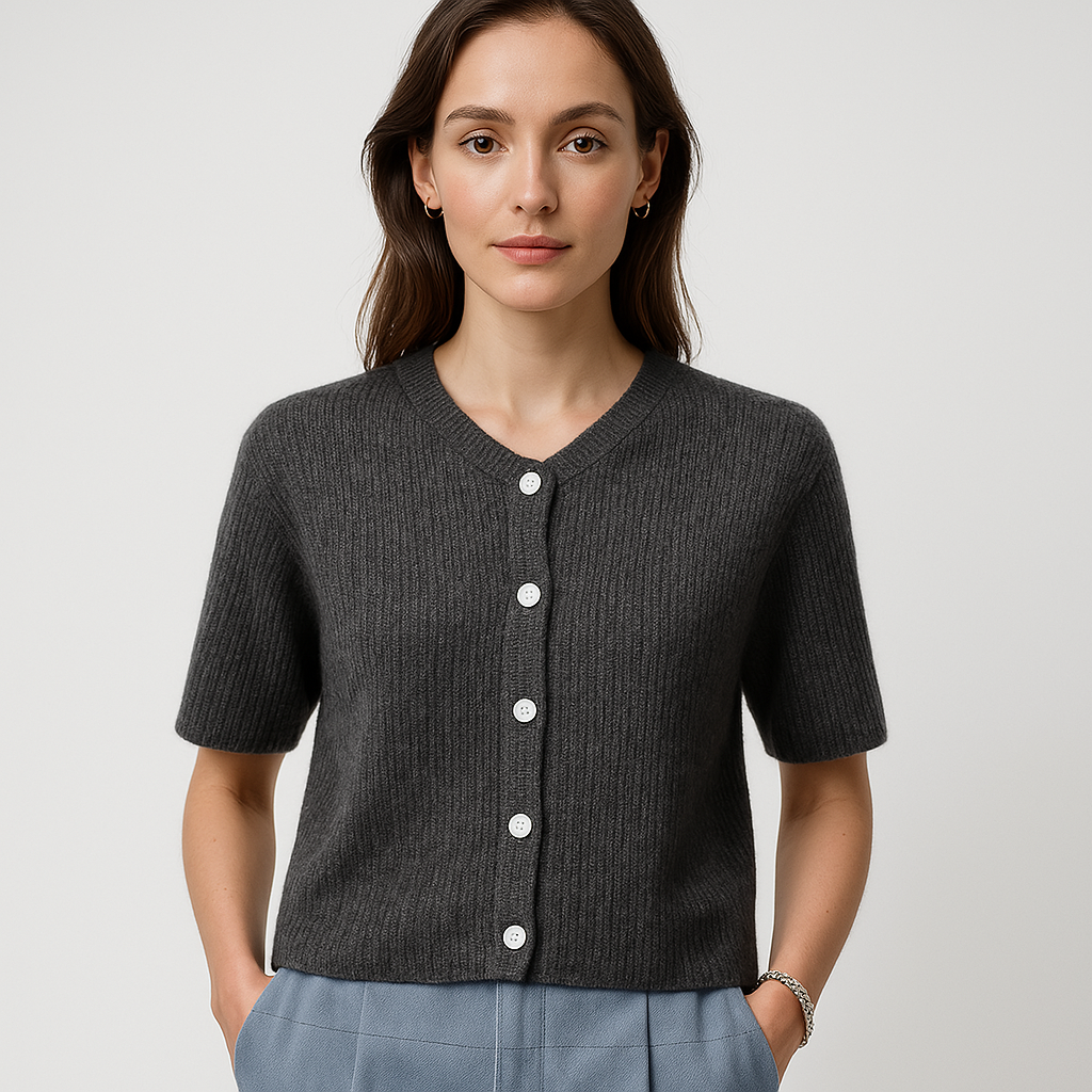 Cardigan Corto in Maglia | Lana | Maniche Corte Eleganti