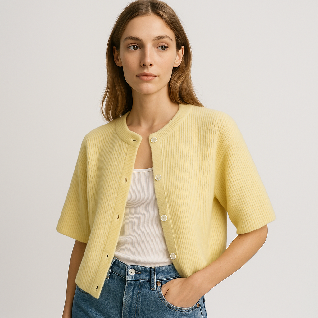 Cardigan Corto in Maglia | Lana | Maniche Corte Eleganti