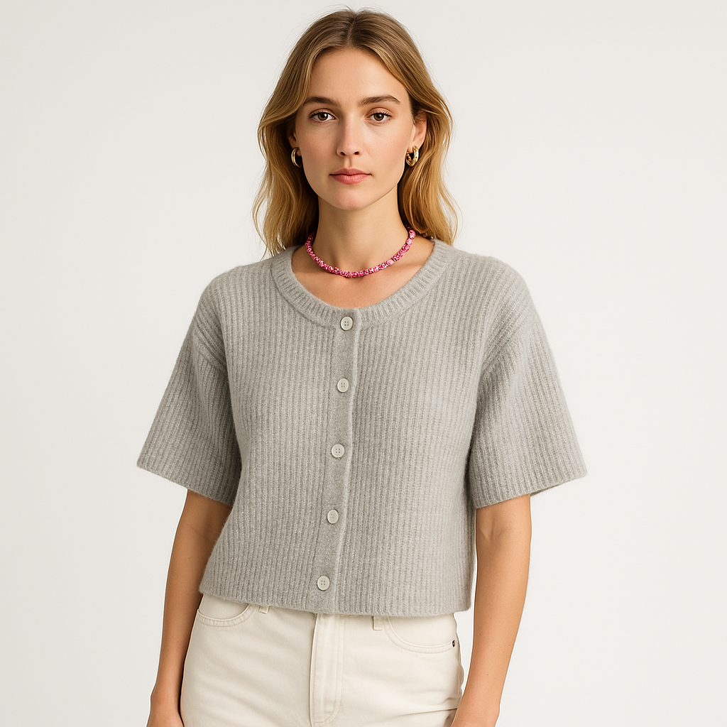 Cardigan Corto in Maglia | Lana | Maniche Corte Eleganti