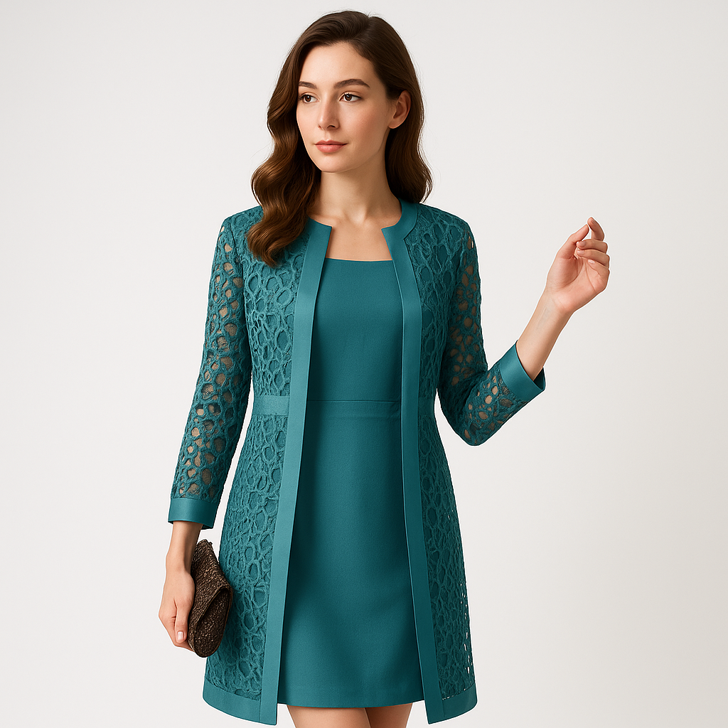 Abito da Cerimonia con Giacca in Pizzo | Elegante Due Pezzi | Raffinato e Femminile