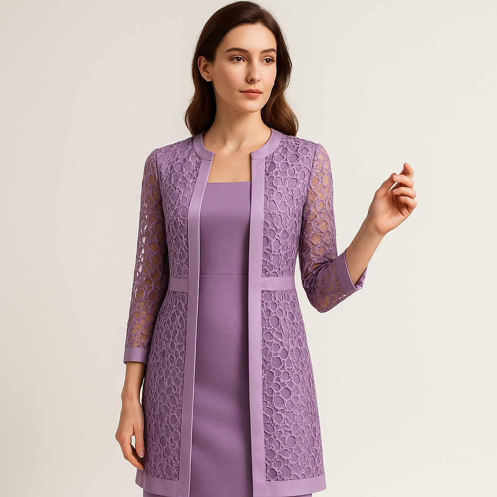 Abito da Cerimonia con Giacca in Pizzo | Elegante Due Pezzi | Raffinato e Femminile