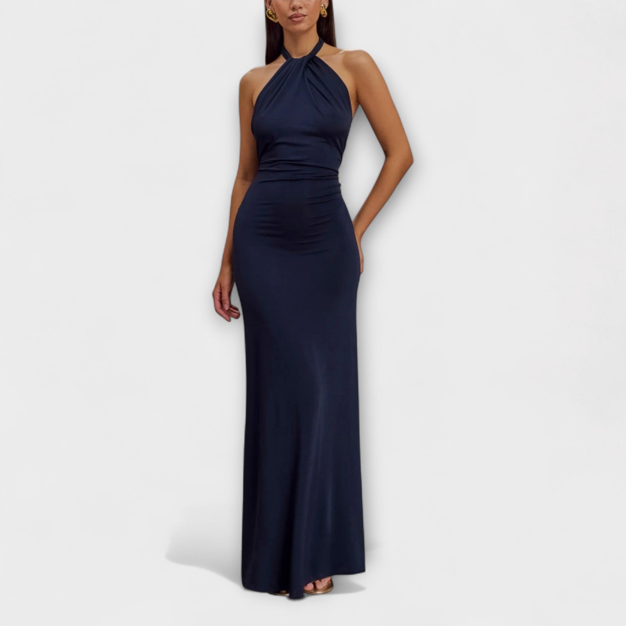 Abito Lungo Elegante con Scollo Intrecciato