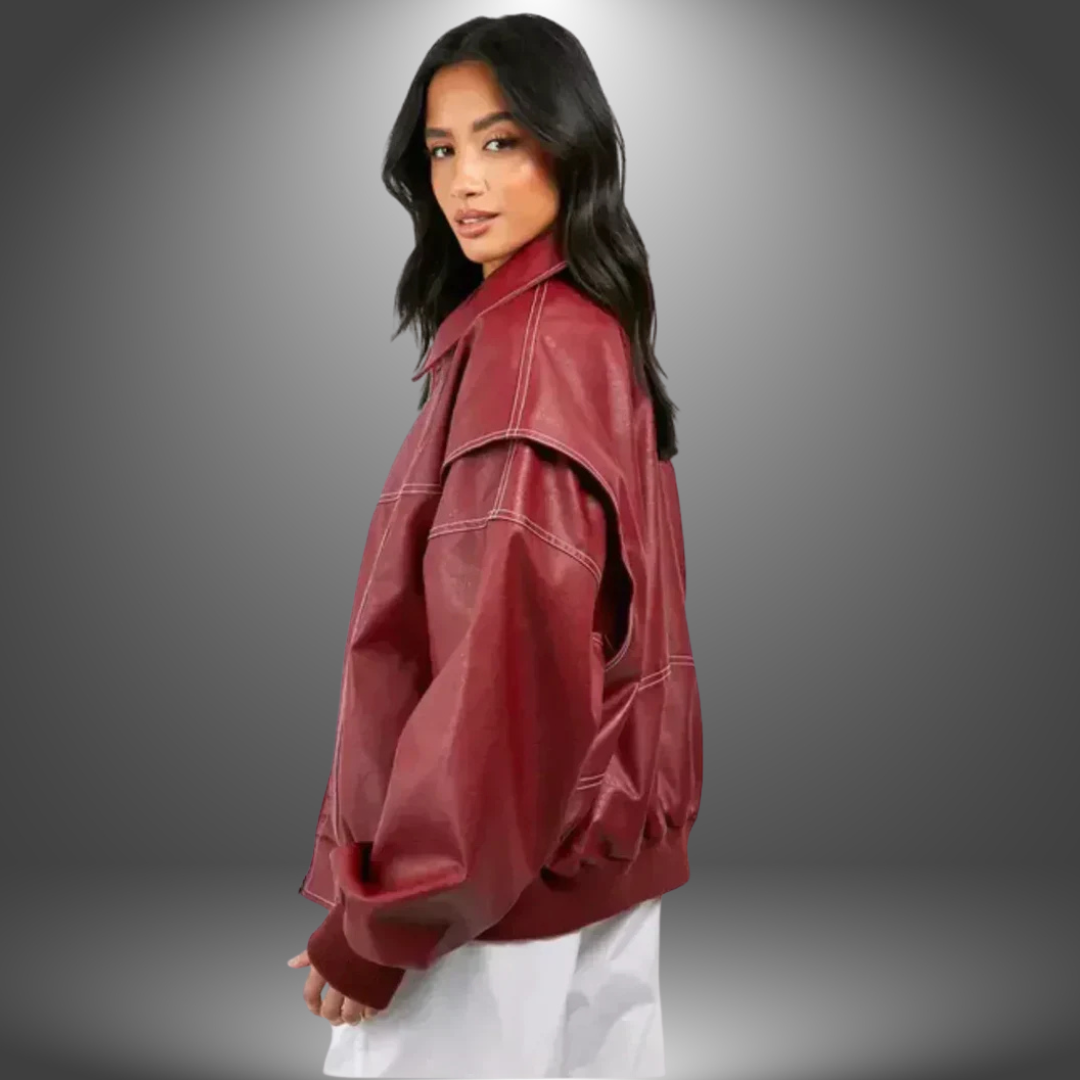 Giacca Oversize Effetto Pelle