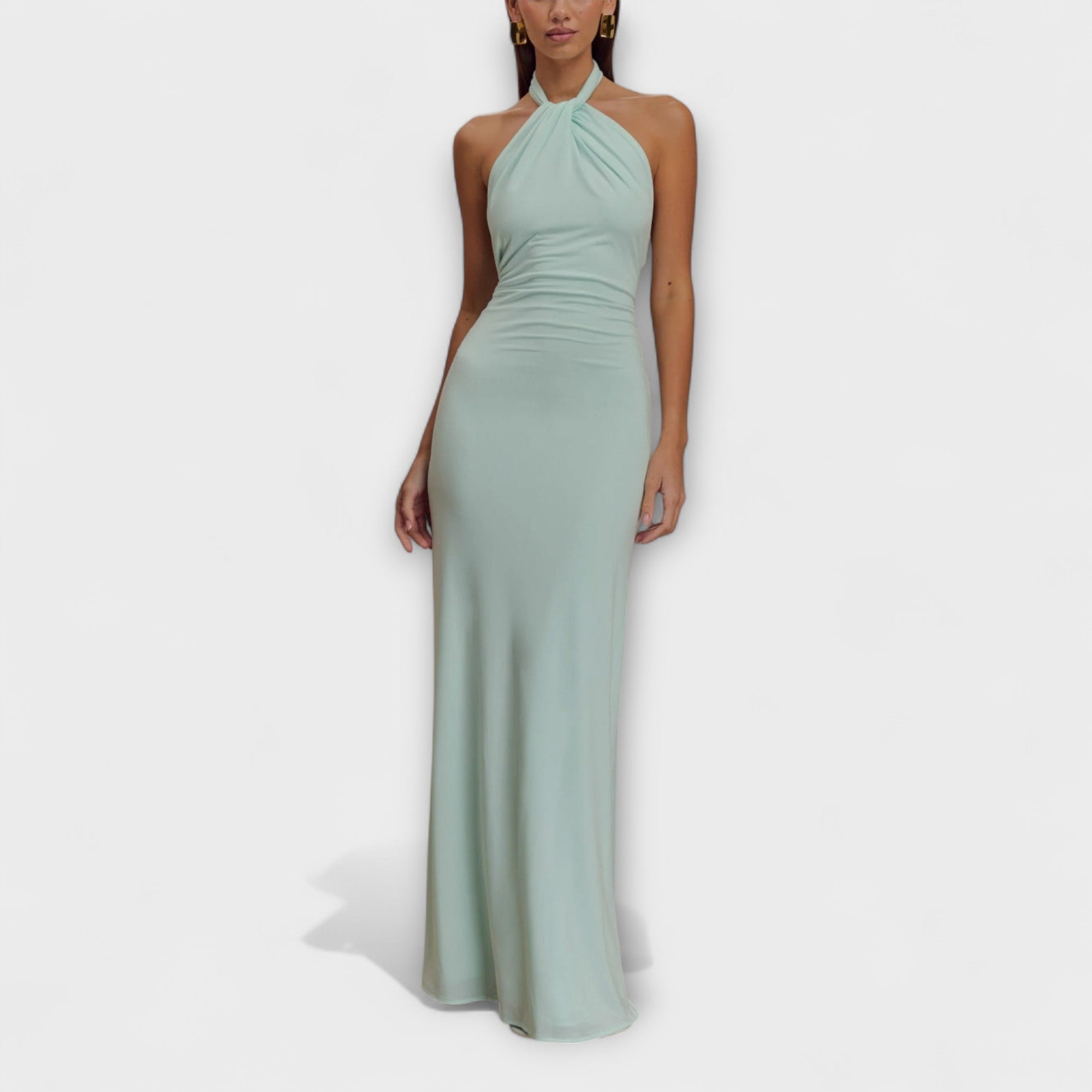 Abito Lungo Elegante con Scollo Intrecciato