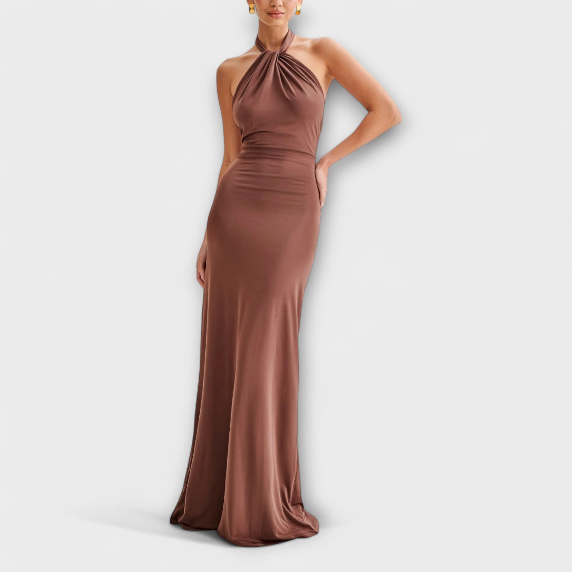 Abito Lungo Elegante con Scollo Intrecciato