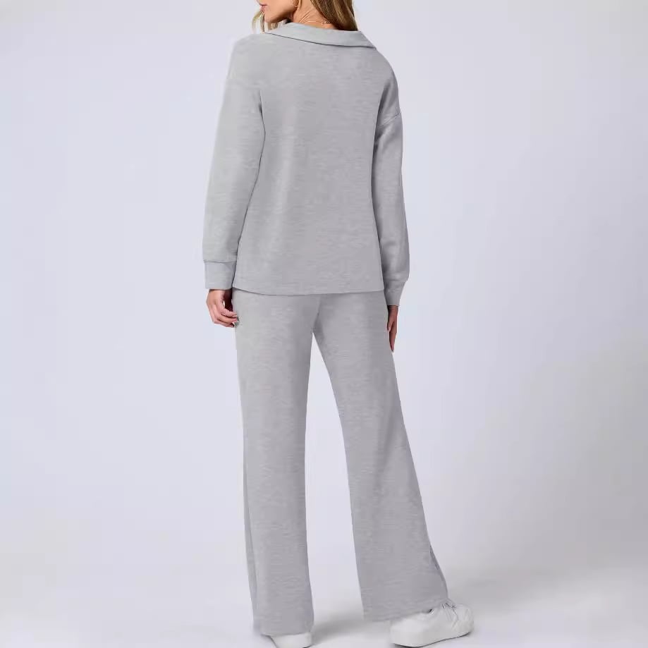 Completo loungewear con felpa e pantaloni larghi