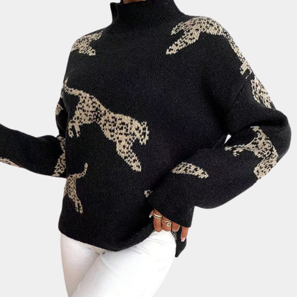 Maglione con Leopardi | Stile Elegante e Selvaggio | Morbido e Caldo