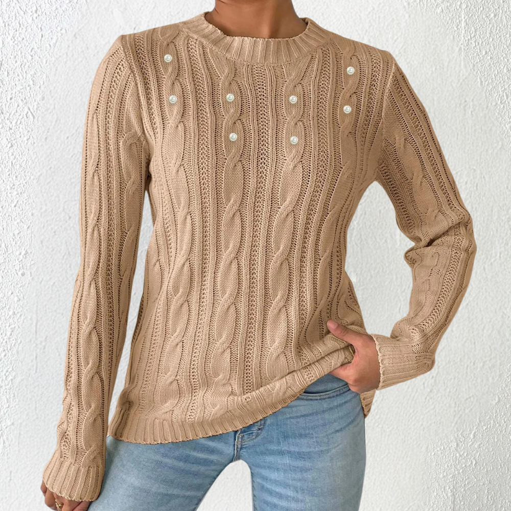 Maglione a Trecce con Perle | Elegante e Morbido | Perfetto per un Look Chic
