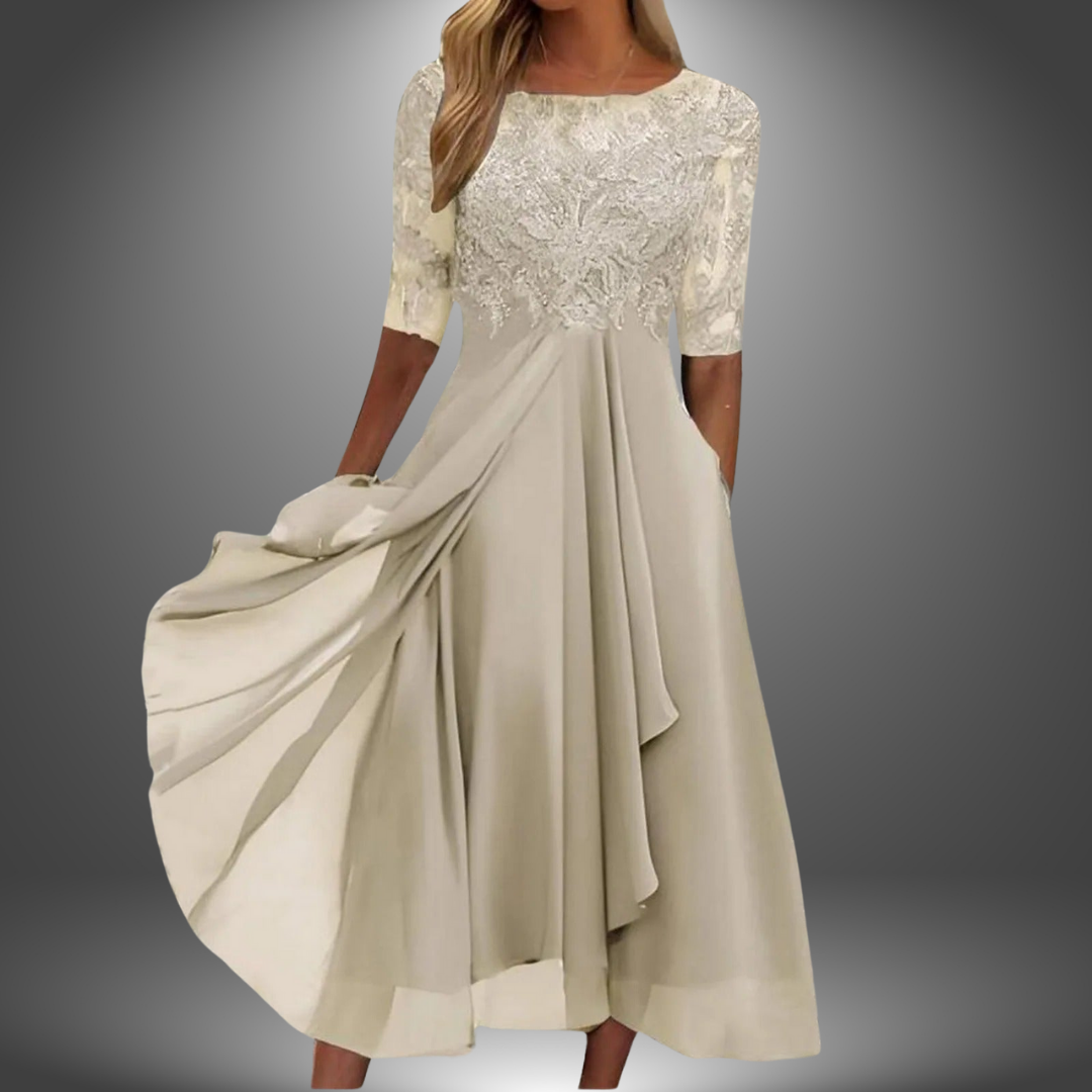 Abito Elegante in Pizzo e Chiffon