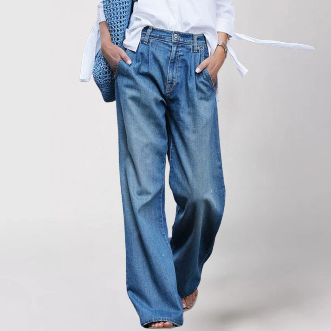 Jeans Gamba Larga a Vita Alta