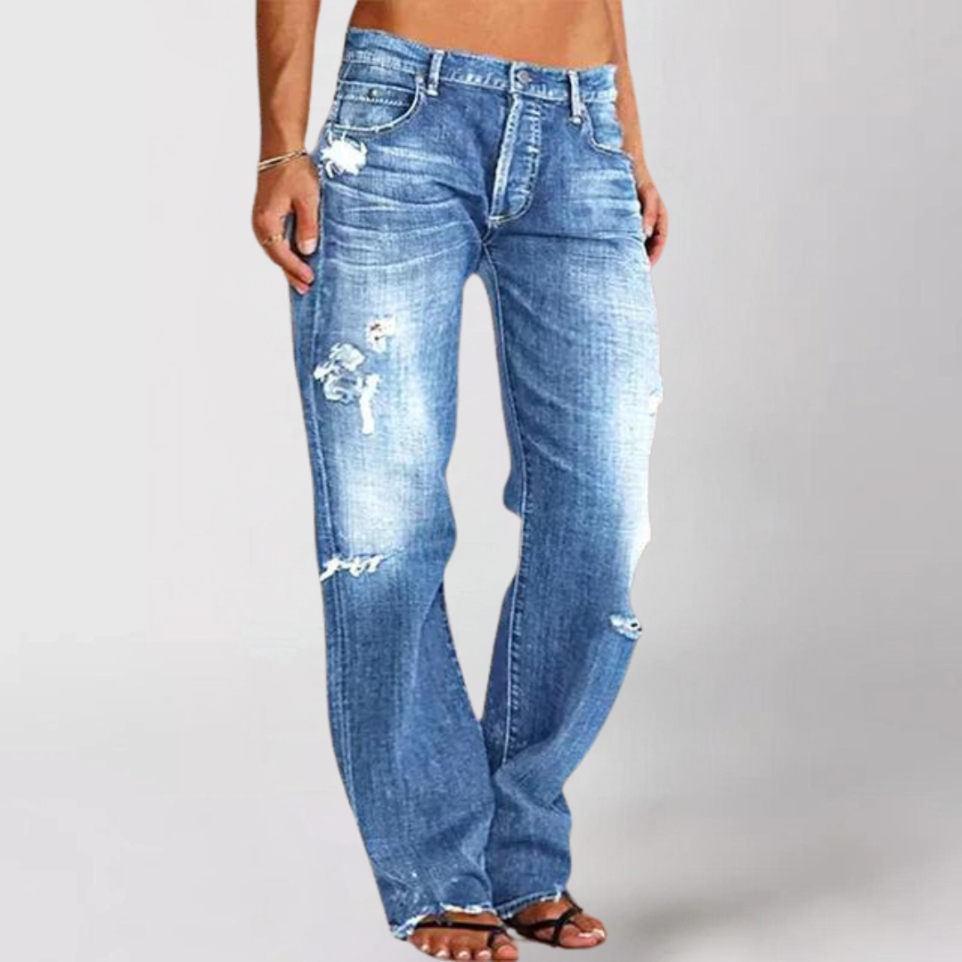Wide Leg Distressed Jeans | Denim | Casual e Traspiranti
